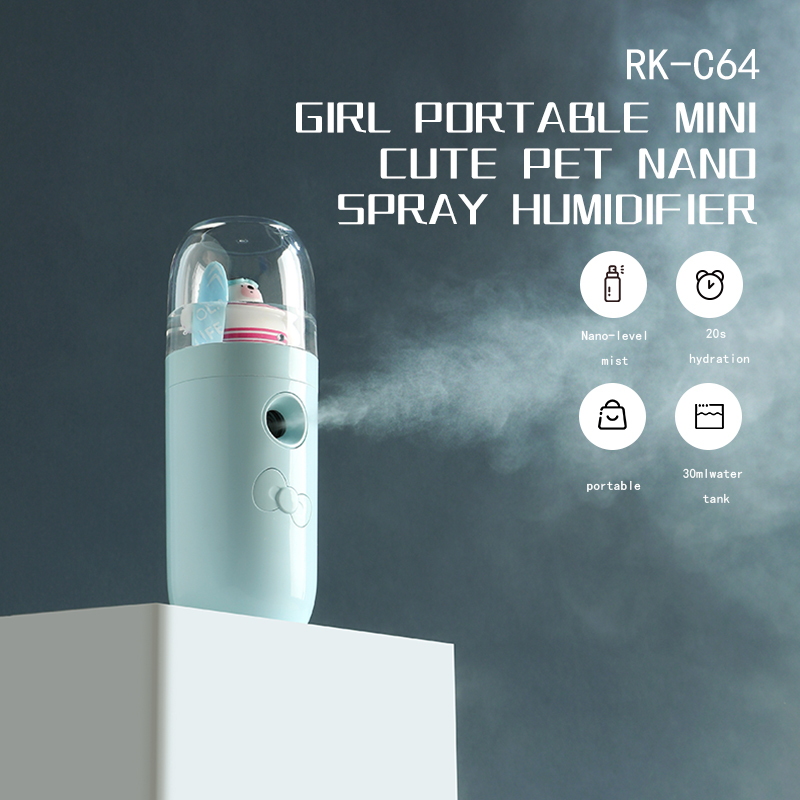 Water Sprayer Facial Streamer 30ml Water tank Capacity Nano level mist Sprayer Cold Spray Skin Moisture Skin pet design 