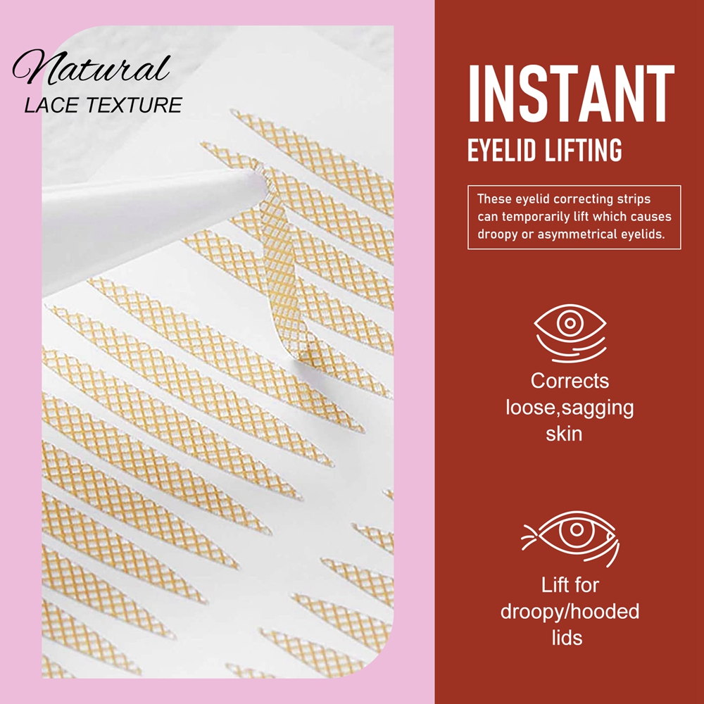 ELAIMEI 480 Pcs Transparent Natural Long Lasting Waterproof Invisible Double Eyelid Sticker Eyeliner Sticker Lace Eyelid