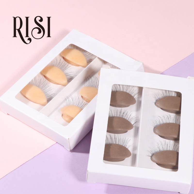 RISI For Beginner Eyelashes Extension Silicone Head Eye Practice Head Mannequin Removable Eyelid Eyes Makeup Tools
