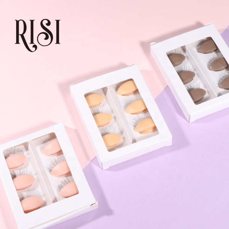RISI For Beginner Eyelashes Extension Silicone Head Eye Practice Head Mannequin Removable Eyelid Eyes Makeup Tools
