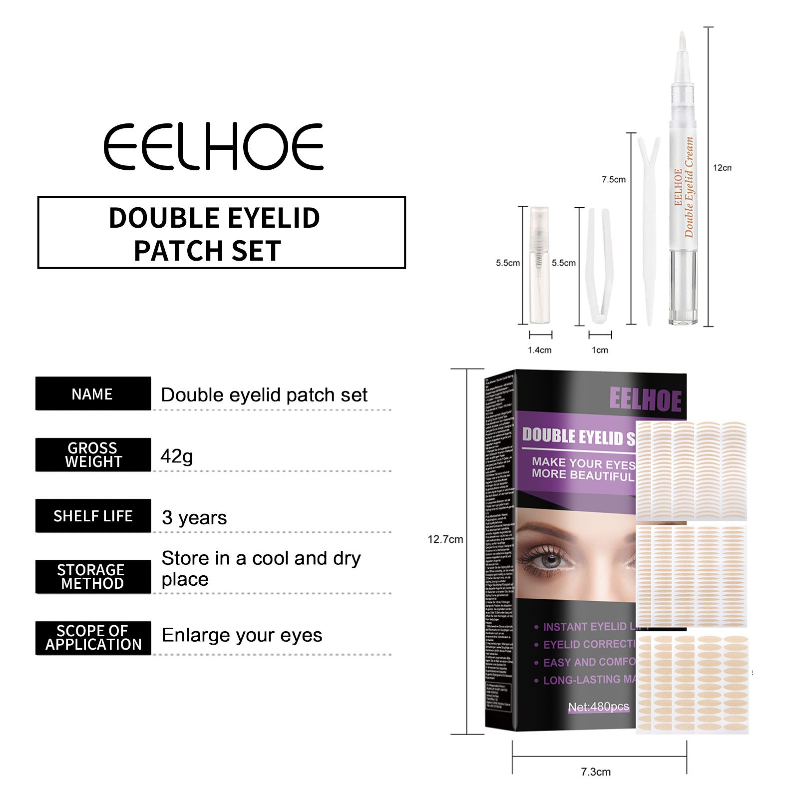 eelhoe Invisible Double Eyelid Tape Self-Adhesive Transparent Eyelid Stickers Slim/Wide Waterproof Fiber Stickers for ey