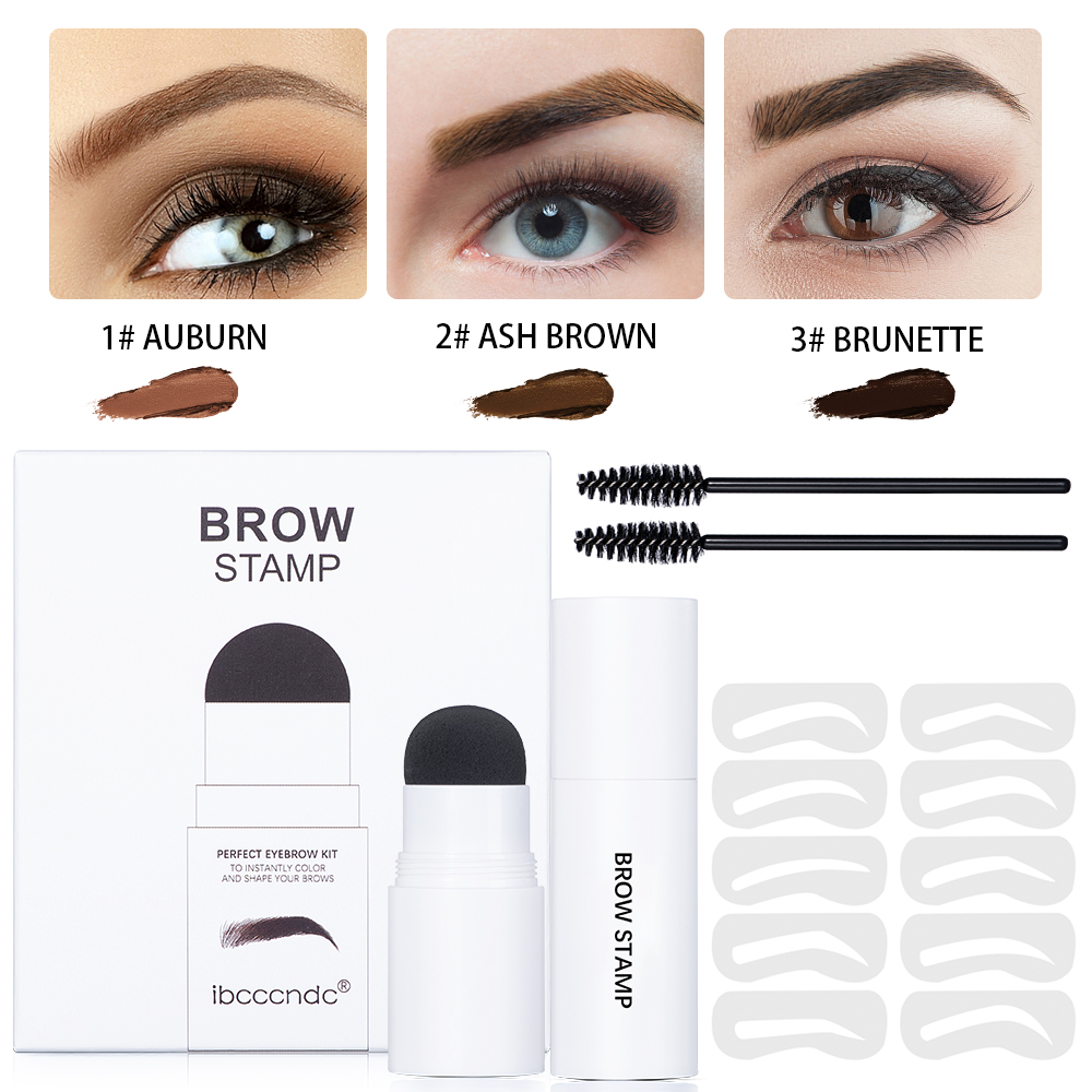 Waterproof Long Lasting Brow Stamp  Eyebrow Powder with 10 Stencils