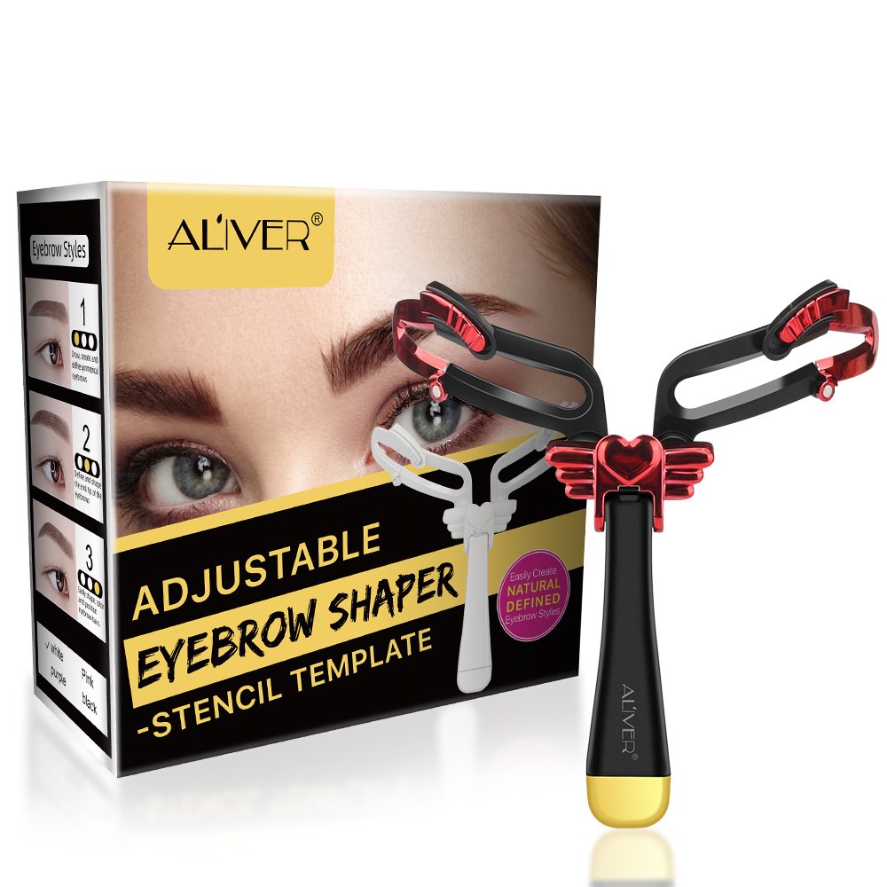 ALIVER design eyebrows tool plastic reusable washable 3 in 1 adjustable eyebrow shapes stencil, eyebrow stencils