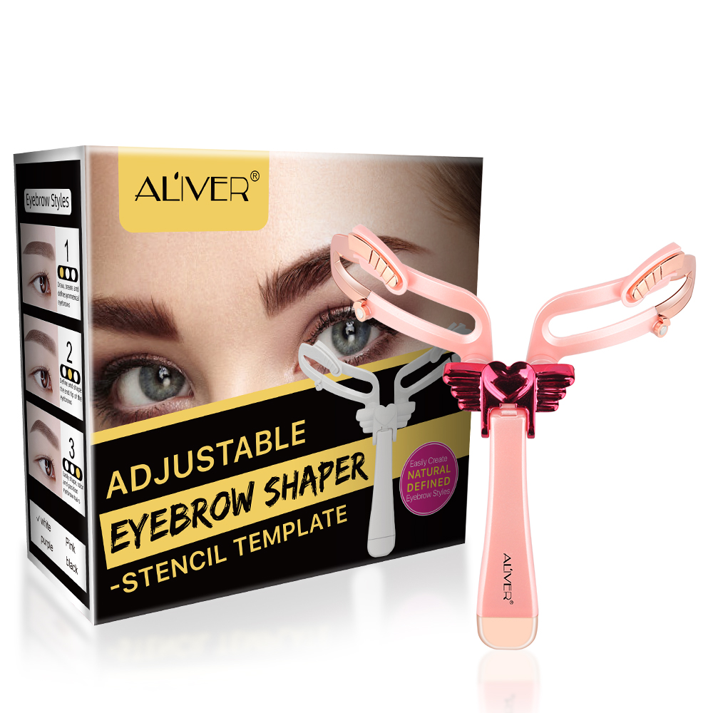 ALIVER design eyebrows tool plastic reusable washable 3 in 1 adjustable eyebrow shapes stencil, eyebrow stencils