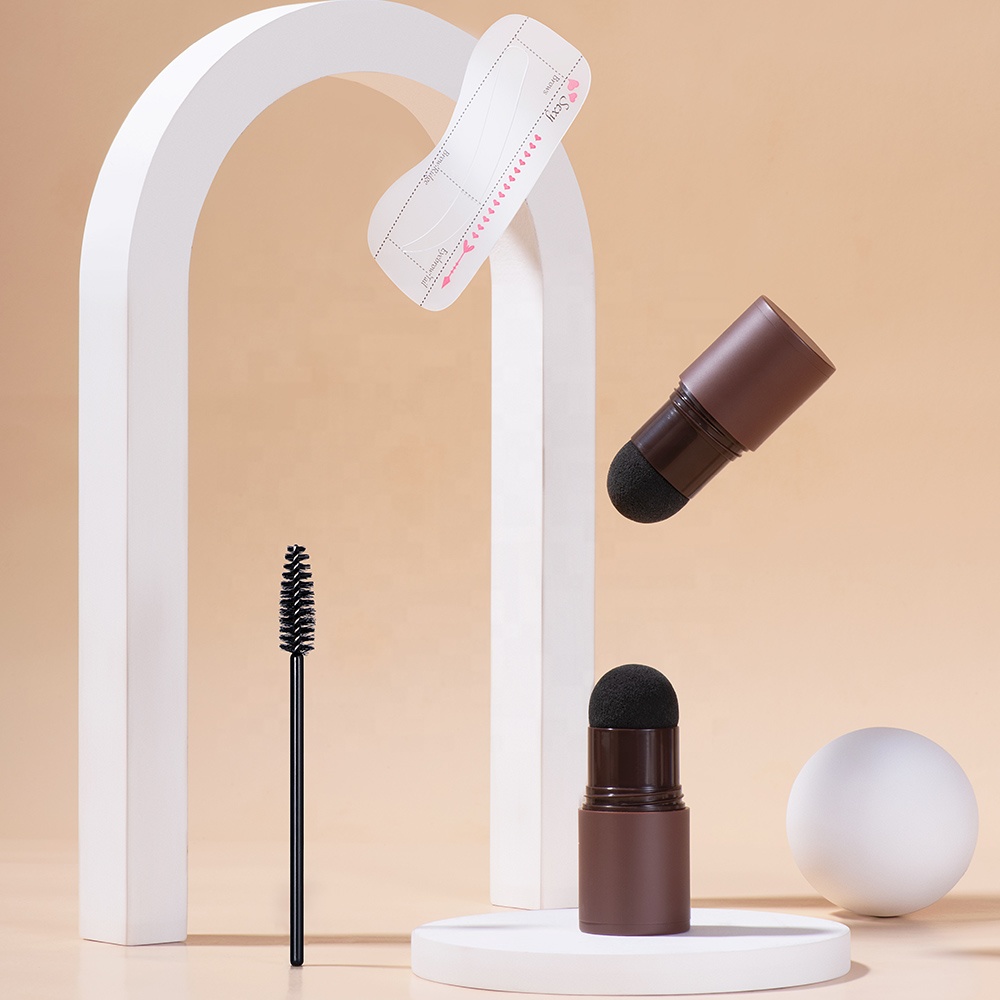 Eye Brow Powder Stamp Stencil Makeup Kit with 10 Reusable Eyebrow Stencils Eyebrow Brush