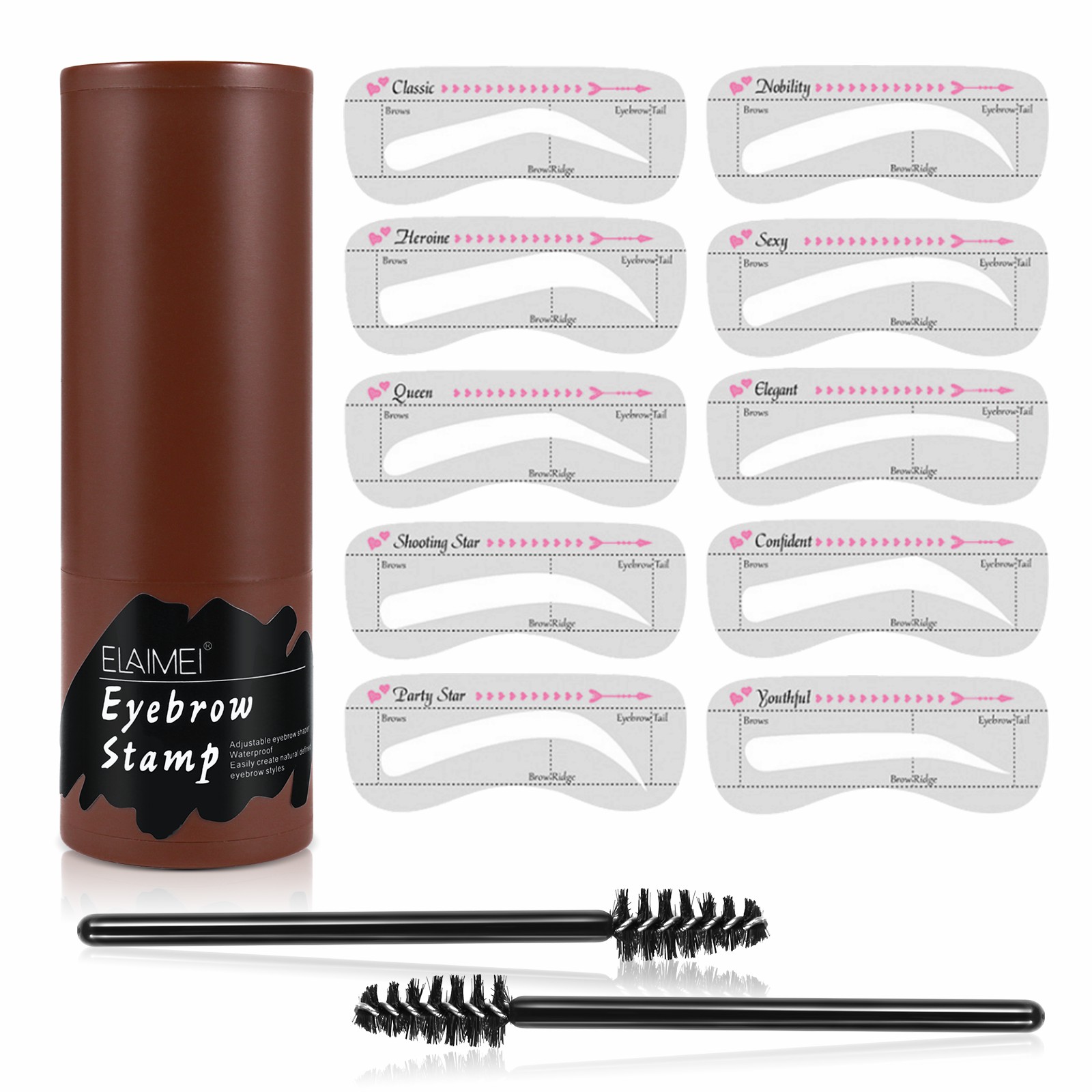 One Step Eyebrow Stamp Shaping Kit 10 Kind Eyebrow Stencil Shaping Makeup Set Eye Brow Powder Stamp Perfect Eyebrow in S