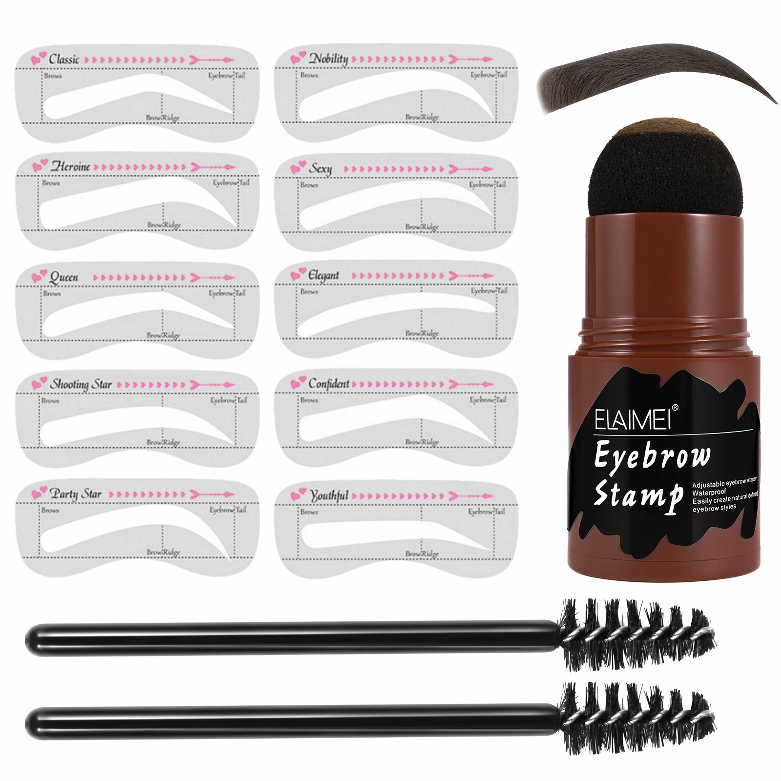 One Step Eyebrow Stamp Shaping Kit 10 Kind Eyebrow Stencil Shaping Makeup Set Eye Brow Powder Stamp Perfect Eyebrow in S