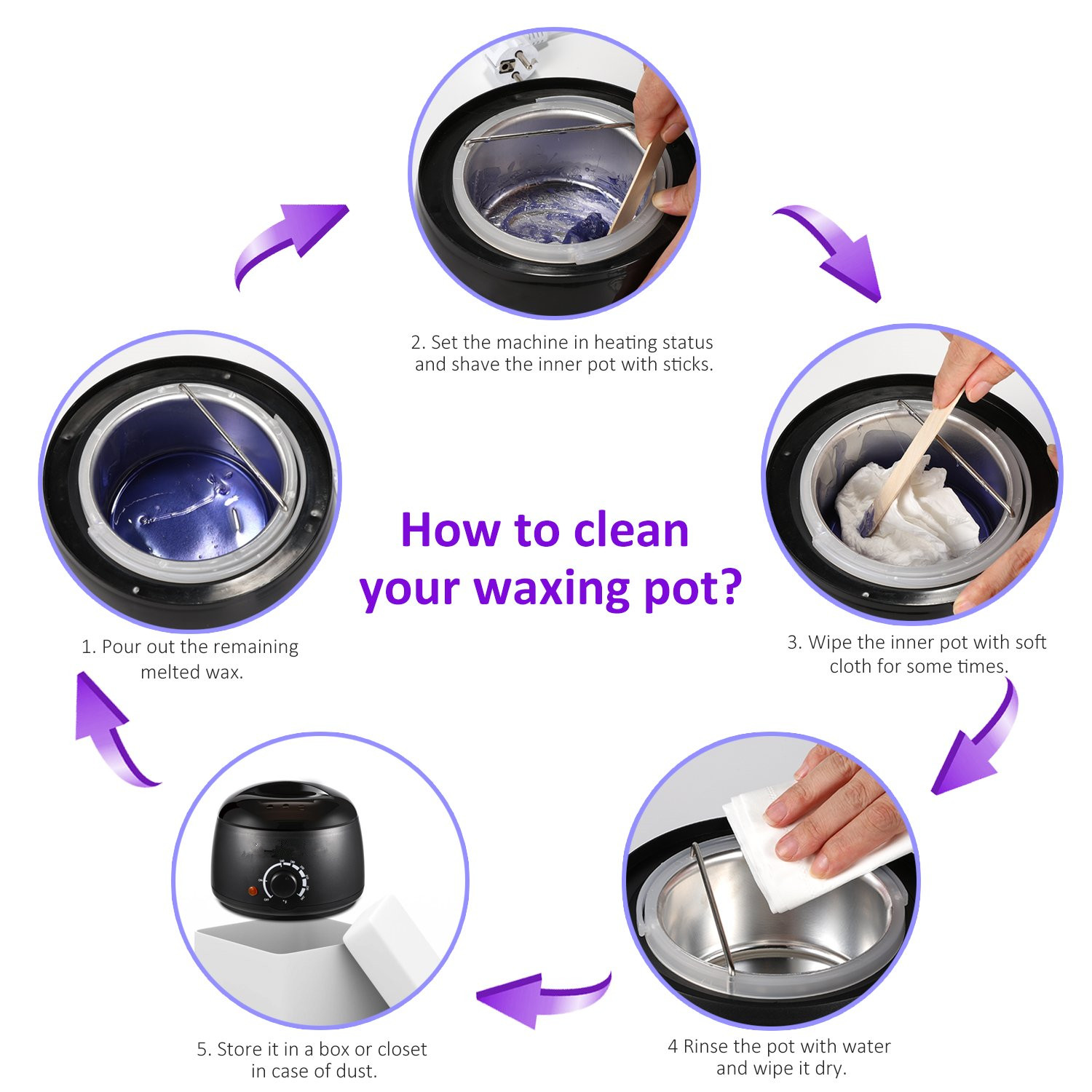 Professional Electric Wax Warmer Paraffin Depilatory Wax Heater Hair Removal Kit Wax Heater