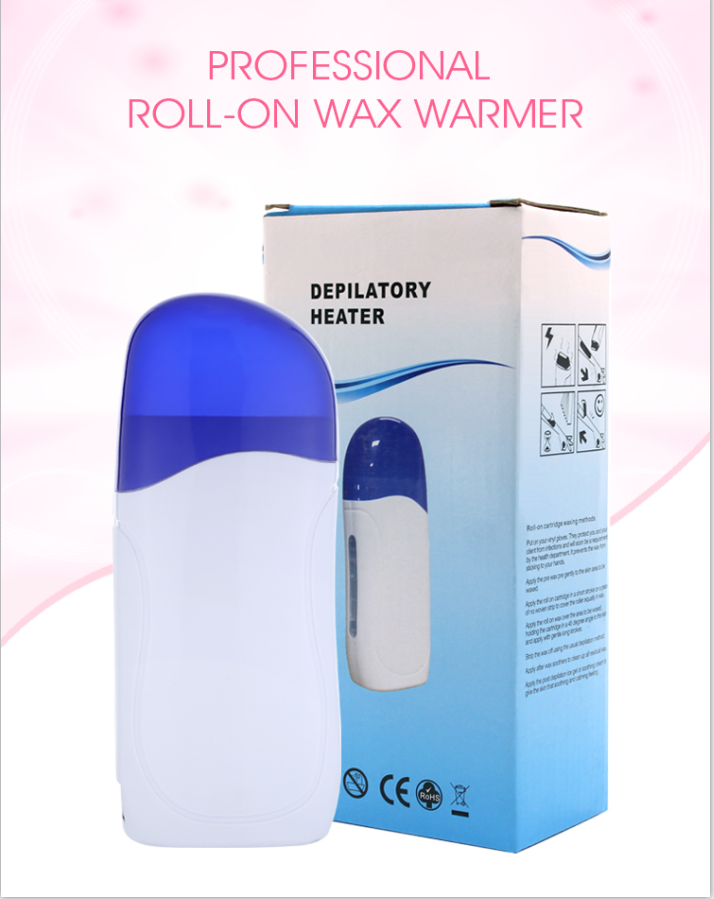 Private label blue Depilatory Roller US UK EU plug Roll On Wax warmer roller wax machine wax heater cartridge