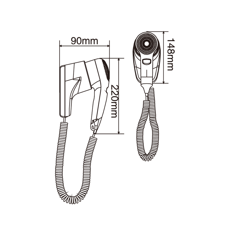 Cord Rewinder Hair Dryer 1200w Wall Mounted Hair Salon Hood Dryer Hanging Hair Dryer