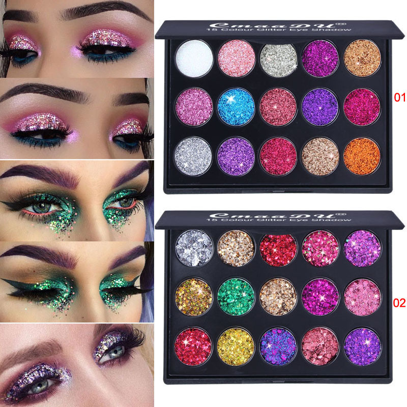 15 Colors Glitter Sparkle Eyeshadow Makeup Palette Glitter Pressed Pearls Eye Shadow Makeup Palette 