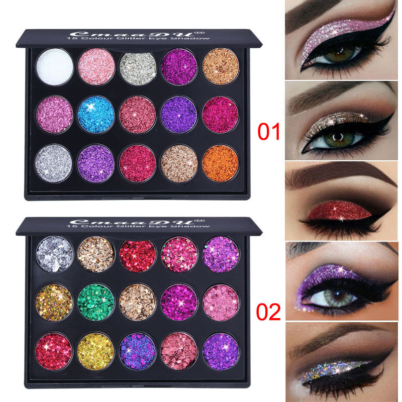 15 Colors Glitter Sparkle Eyeshadow Makeup Palette Glitter Pressed Pearls Eye Shadow Makeup Palette 