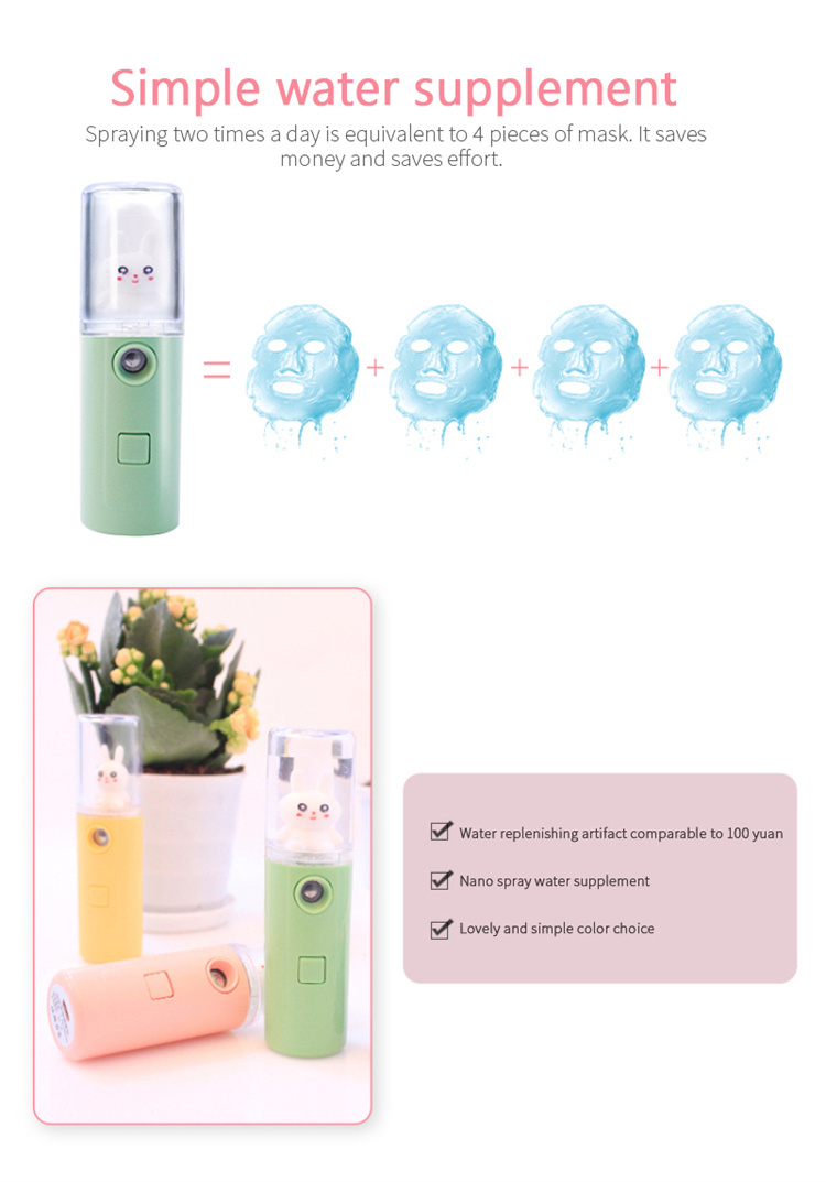 Cute Animal Cow Rabbit 30ml Bottle Nano Mist Spray Facial Sprayer Beauty Portable Moisturizing Water Meter