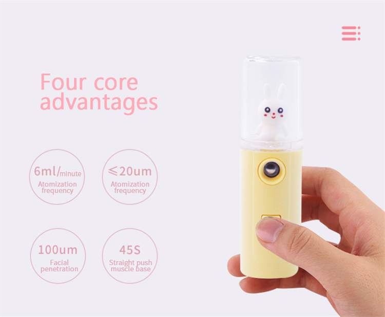 Cute Animal Cow Rabbit 30ml Bottle Nano Mist Spray Facial Sprayer Beauty Portable Moisturizing Water Meter