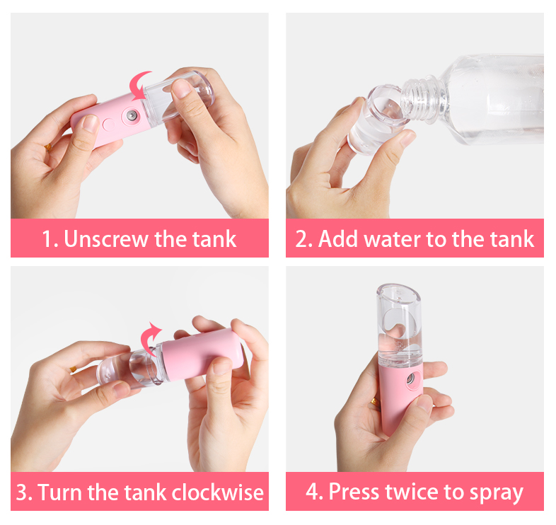 Handy Nano Facial Mister Portable Mini Atomization Steamer Mister Cool with Large Capacity Face Moisturizing Nano Mist S