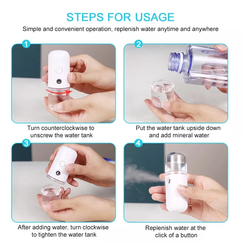 Mini portable pocket handy facial mist usb nan omister nano mist humidifier for face