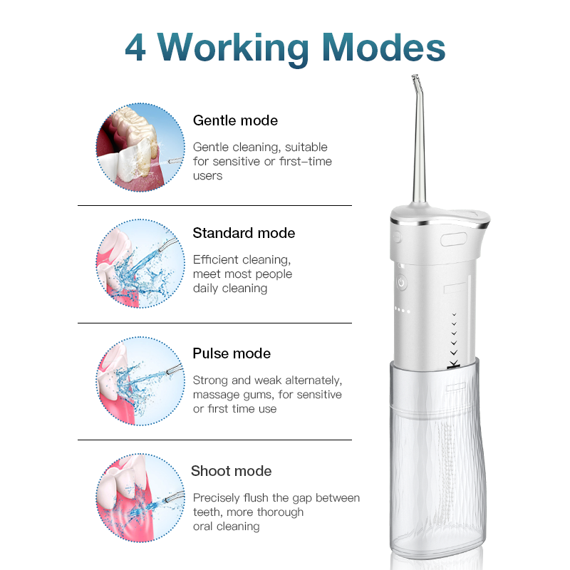  Direct Supplying Water Flosser Portable Electric Dental Flossers Cordless Waterproof teeth Irrigator with 4 Tips