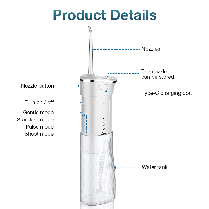  Direct Supplying Water Flosser Portable Electric Dental Flossers Cordless Waterproof teeth Irrigator with 4 Tips