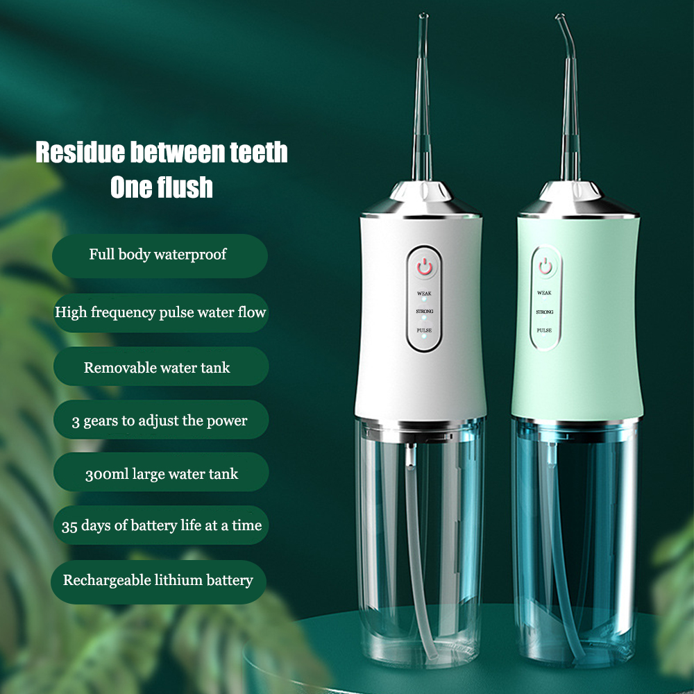 Water Flosser Cordless Teeth Cleaner with 3 Modes Rechargeable IPX7 Waterproof Dental Oral Irrigator for Travel Home Bra