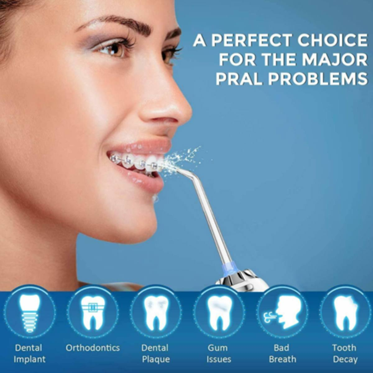Water Flosser Cordless Teeth Cleaner with 3 Modes Rechargeable IPX7 Waterproof Dental Oral Irrigator for Travel Home Bra