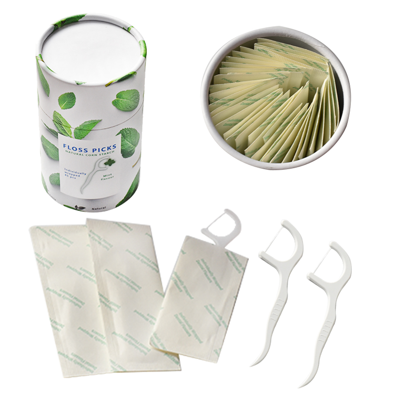 New Eco-friendly Biodegradable Zero Waste Mint  Flavor Dental Floss Picks