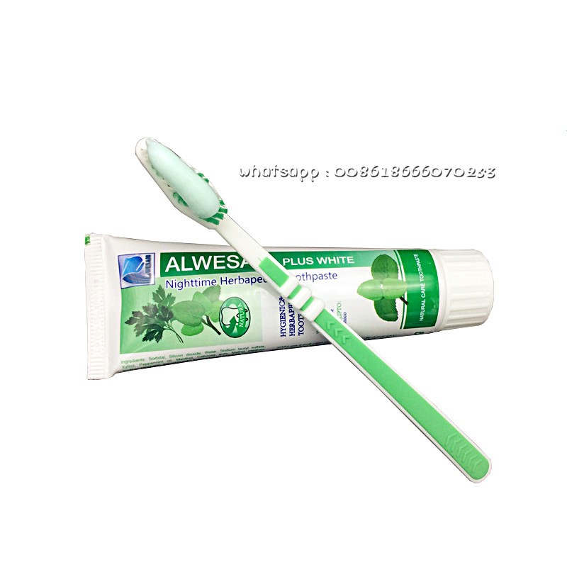 Hot sale toothbrush with toothpaste aloe vera leaf extract green gel natural toothpaste