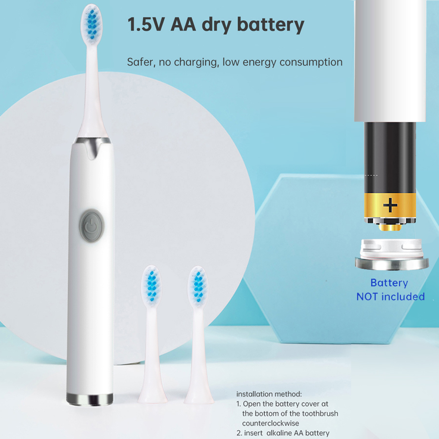 Sample Battery Powered Ultrasonic White Electric Toothbrush  Automatic Electric Toothbrush