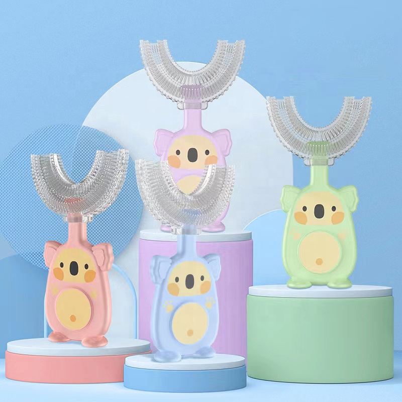 Kids U Shaped Toothbrush Manual Training Tooth Brush Whitening Massage Toothbrush Whole Mouth Toothbrush for Kids 2-12 Y