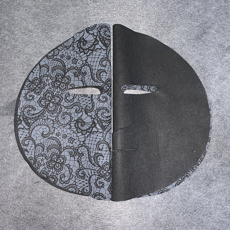 Black lace design natural fiber sheet mask face care serum filling paper facial mask sheet