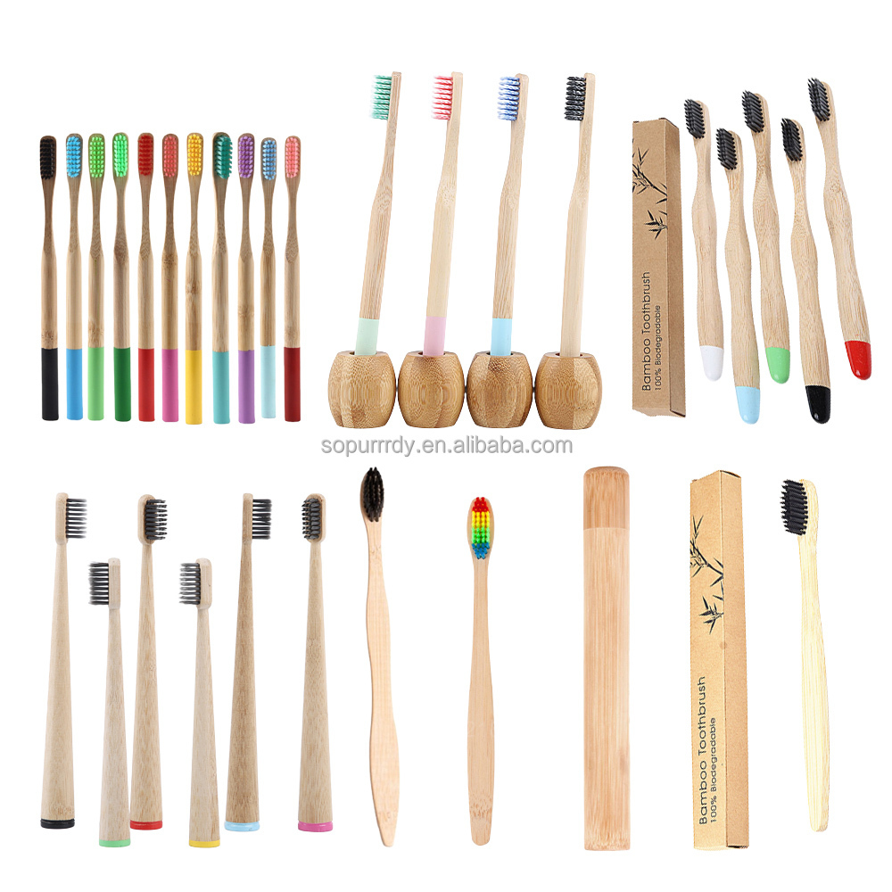  Private Label Soft Round Handle Bamboo Baby Adult Toothbrushes Travel Set Organic Eco Friendly For Adults