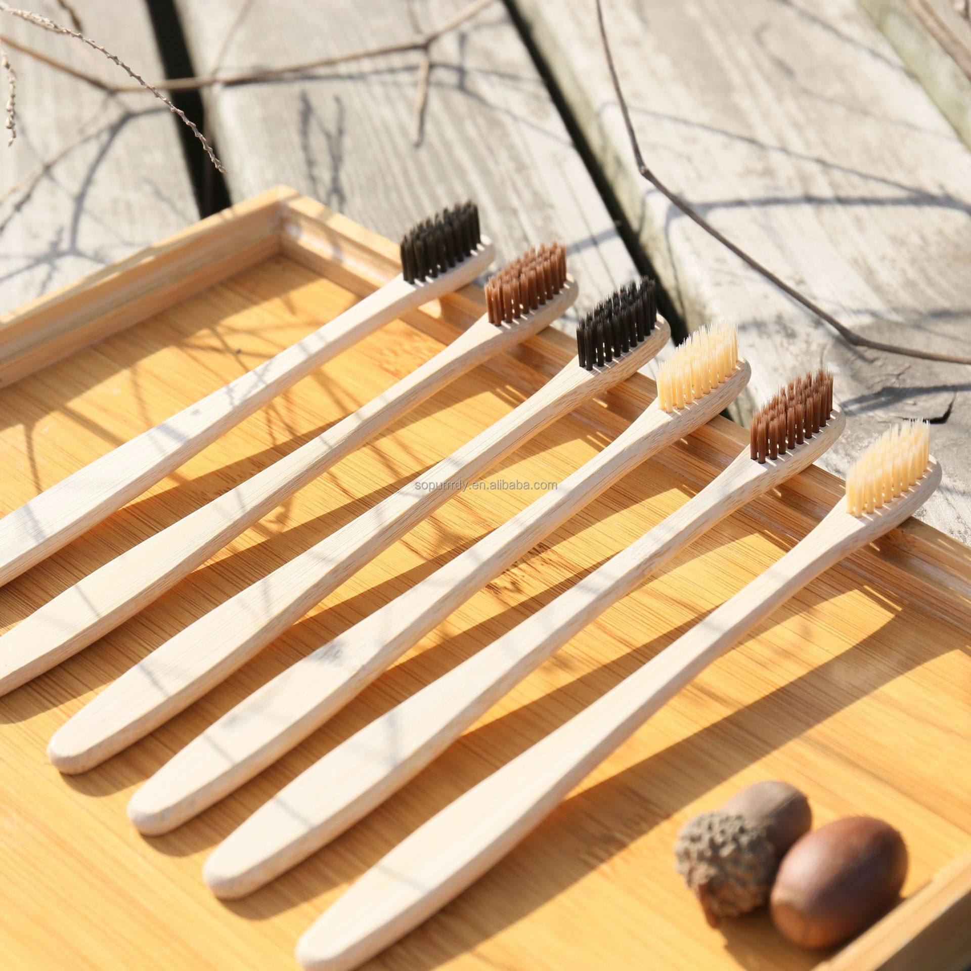  Private Label Soft Round Handle Bamboo Baby Adult Toothbrushes Travel Set Organic Eco Friendly For Adults