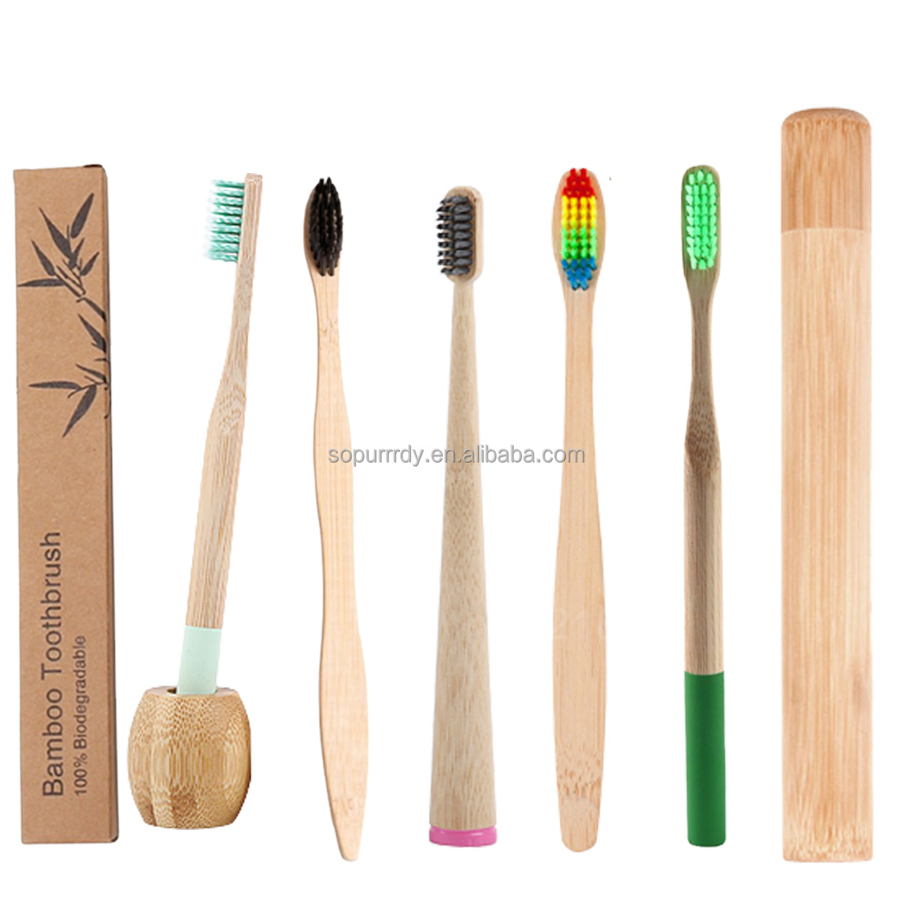  Private Label Soft Round Handle Bamboo Baby Adult Toothbrushes Travel Set Organic Eco Friendly For Adults