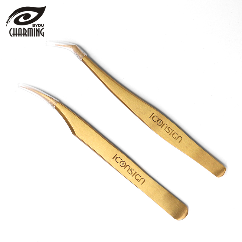 False Eyelash Extension Tweezers Rose Gold Eyebrow, Eyelash Stainless Steel Professional 20pieces/box Pointed