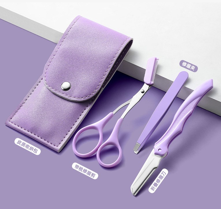  Portable Professional Eyebrow Razor Tweezers Hot Selling Eyebrow Scissors Eyebrow Trimming Kit Set