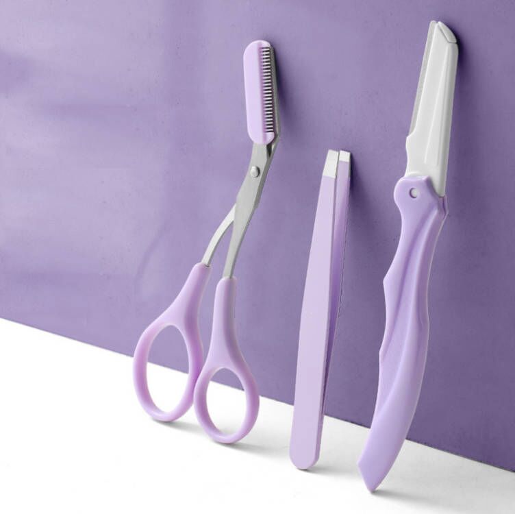  Portable Professional Eyebrow Razor Tweezers Hot Selling Eyebrow Scissors Eyebrow Trimming Kit Set