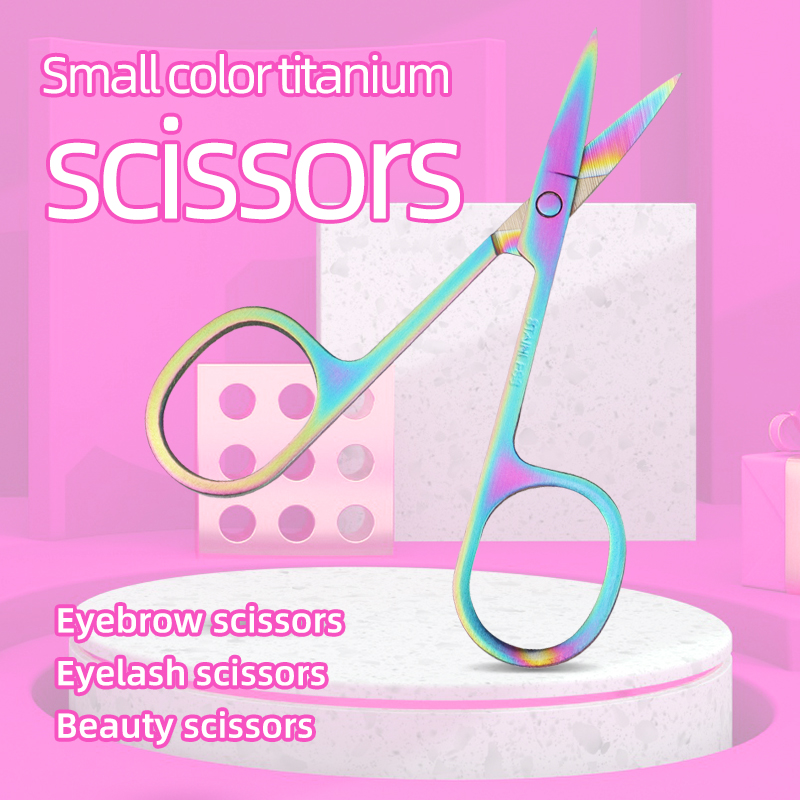 Good Beauty Assistant Rainbow Eyelash Scissors For Eyelash Extension Eyebrow Stainless Steel Make Up Scissors Private La
