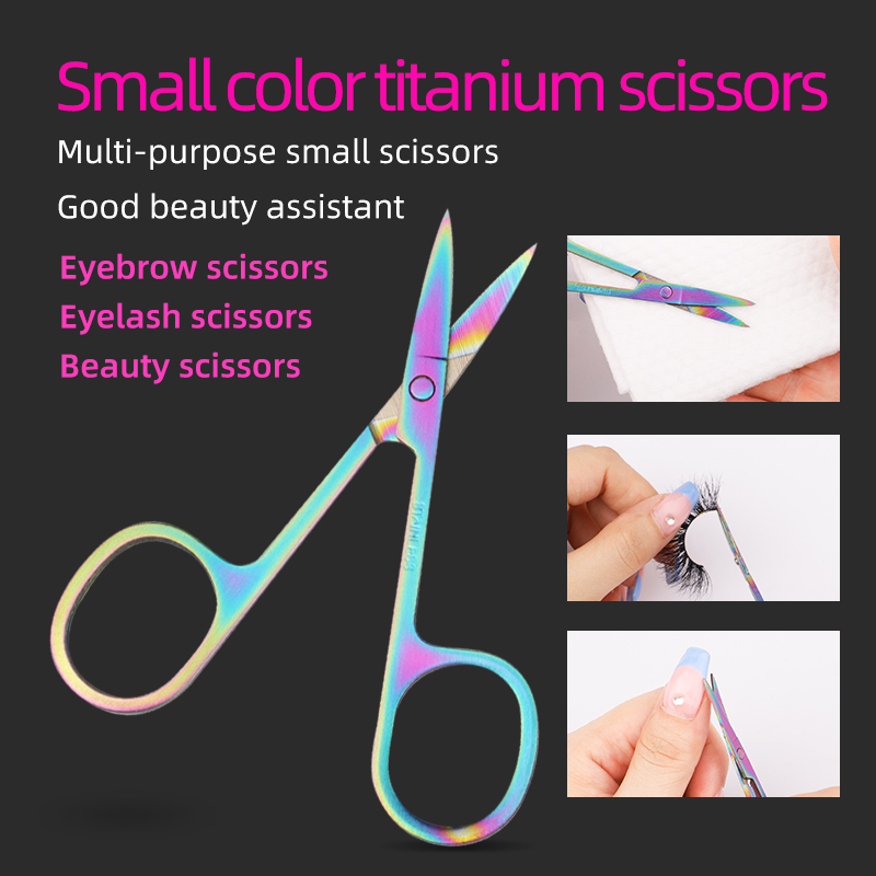 Good Beauty Assistant Rainbow Eyelash Scissors For Eyelash Extension Eyebrow Stainless Steel Make Up Scissors Private La