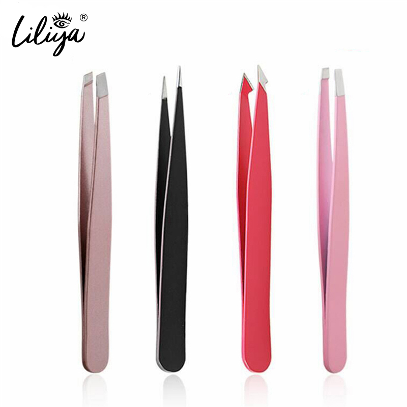 Professional Stainless Steel Tweezers 4Pcs Brows Eyebrow Hair Remove Tweezers Set