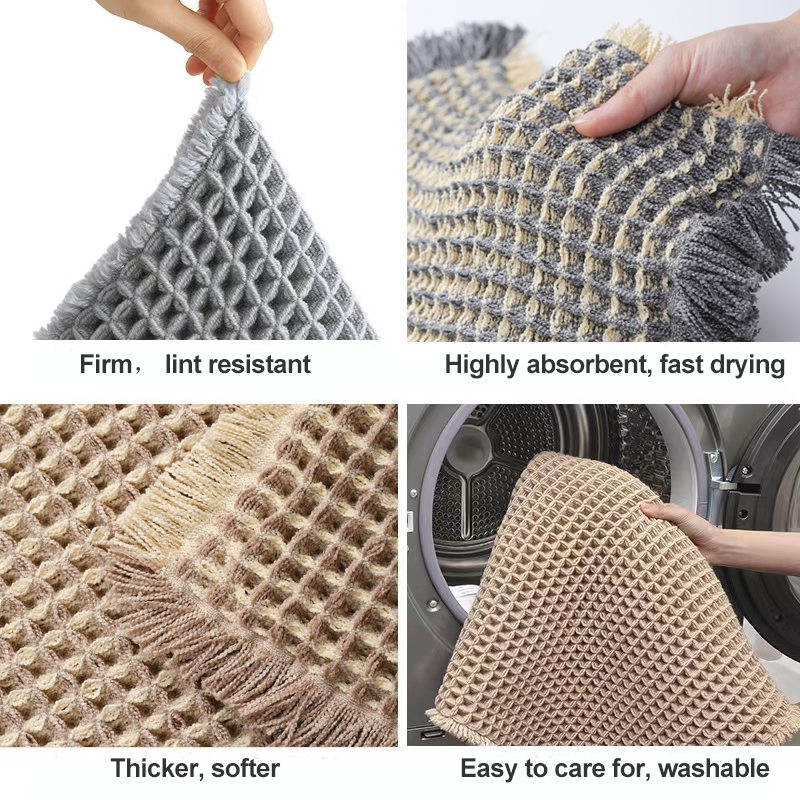Luxury waffle Small lattice soft microfiber   bath mat