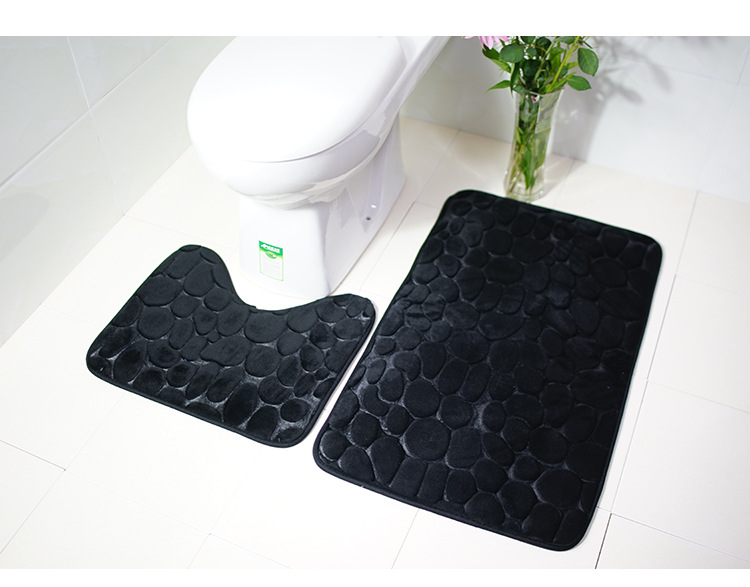 Bath Rug Set 2 Piece Bathroom Contour Rug Toilet Mat Sets Non Slip Microfiber Bath Shower Mat U-Shaped Toilet Rug Combo 