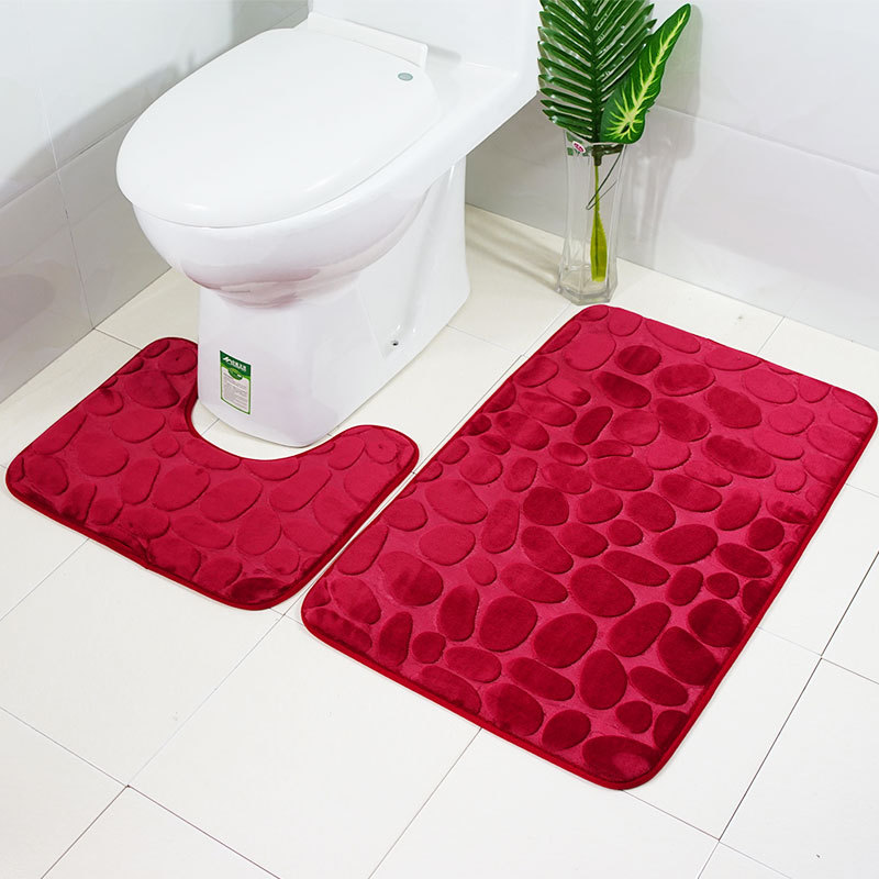 Bath Rug Set 2 Piece Bathroom Contour Rug Toilet Mat Sets Non Slip Microfiber Bath Shower Mat U-Shaped Toilet Rug Combo 