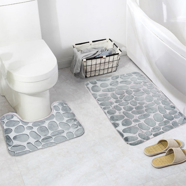 Bath Rug Set 2 Piece Bathroom Contour Rug Toilet Mat Sets Non Slip Microfiber Bath Shower Mat U-Shaped Toilet Rug Combo 