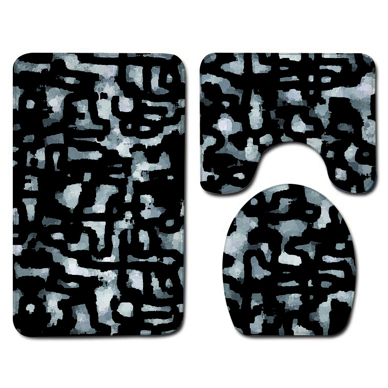  Bathroom 3 Piece Bath Rug Sets Flannel Washable Toilet Mat Skid-resistant  Bath Side Printed Absorbent Floor R