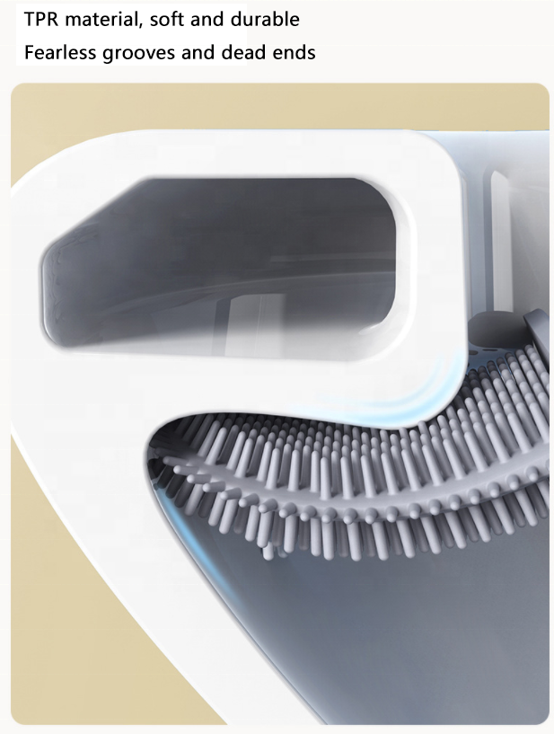 Wall Mount Flexible TPR Silicone Toilet Brush and Holder