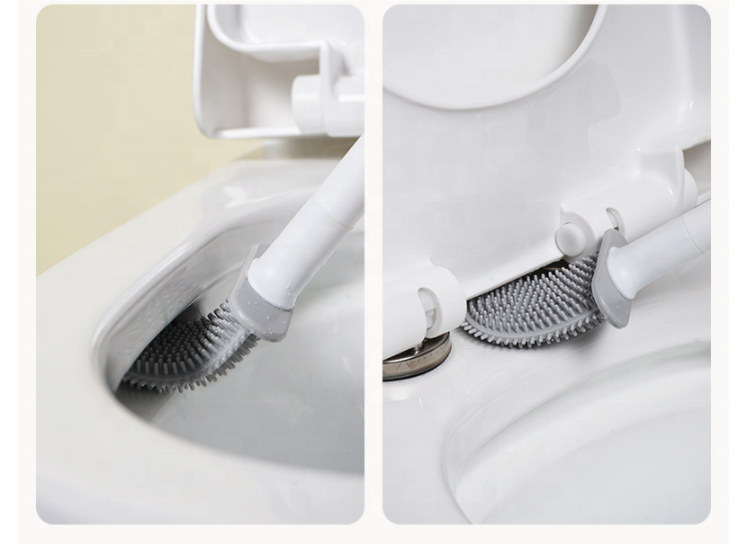 Wall Mount Flexible TPR Silicone Toilet Brush and Holder