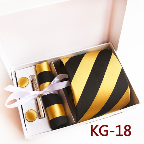 Stripe Neckties with Pocket Squares Casual Men Ties and Hanky Set Tie Clip Pocket Square and Cufflink Set Gift Box