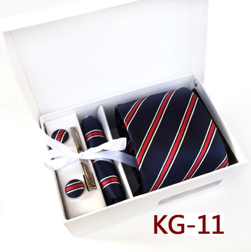 Stripe Neckties with Pocket Squares Casual Men Ties and Hanky Set Tie Clip Pocket Square and Cufflink Set Gift Box