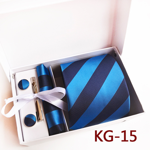 Stripe Neckties with Pocket Squares Casual Men Ties and Hanky Set Tie Clip Pocket Square and Cufflink Set Gift Box