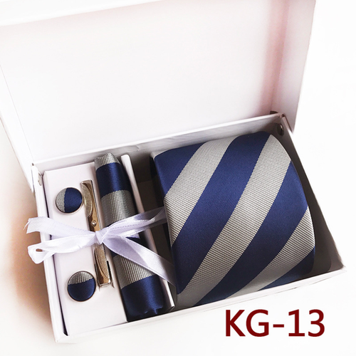 Stripe Neckties with Pocket Squares Casual Men Ties and Hanky Set Tie Clip Pocket Square and Cufflink Set Gift Box
