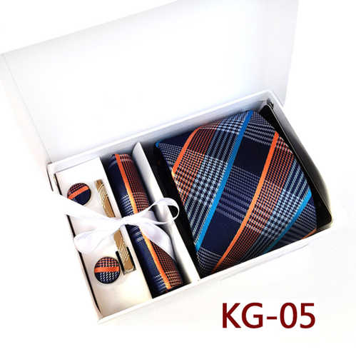 Stripe Neckties with Pocket Squares Casual Men Ties and Hanky Set Tie Clip Pocket Square and Cufflink Set Gift Box